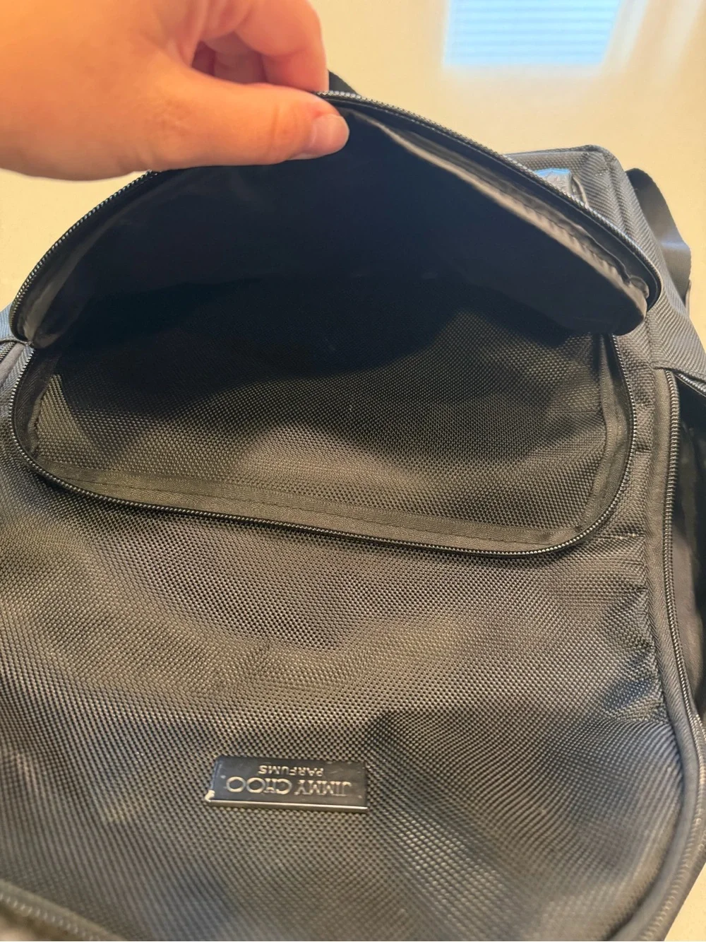 Black Jimmy Choo Backpack with Textured Front Pocket